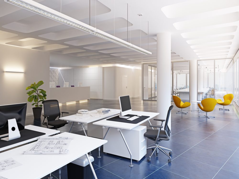 Clean, modern open-plan office
